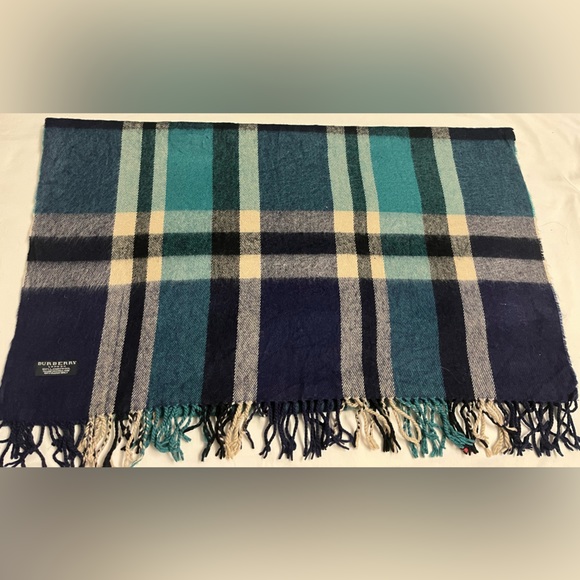 Vintage Burberry Nova Check Navy Scarf - Picture 1 of 3